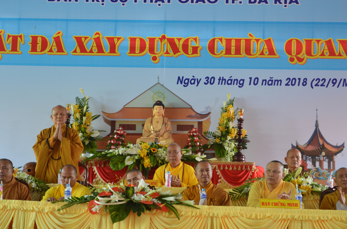 Lễ đặt đá đại trùng tu ngôi Bảo Hùng Bửu Điện tại Chùa Quan Âm